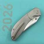 KB KNIVES KB264A Stingray Button Lock Folding Knife Gray Titanium Handle 3.07" Clip Point Bead Blasted M390 Blade