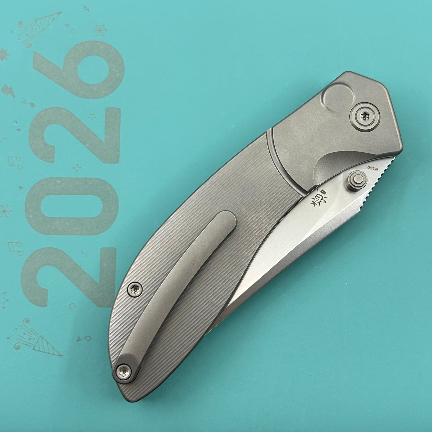 KB KNIVES KB264A Stingray Button Lock Folding Knife Gray Titanium Handle 3.07" Clip Point Bead Blasted M390 Blade