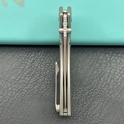 KB KNIVES KB264A Stingray Button Lock Folding Knife Gray Titanium Handle 3.07" Clip Point Bead Blasted M390 Blade