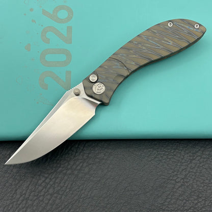 KB KNIVES KB264B Stingray Button Lock Folding Knife Gray Titanium Handle 3.07" Clip Point Bead Blasted M390 Blade