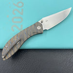 KB KNIVES KB264B Stingray Button Lock Folding Knife Gray Titanium Handle 3.07" Clip Point Bead Blasted M390 Blade