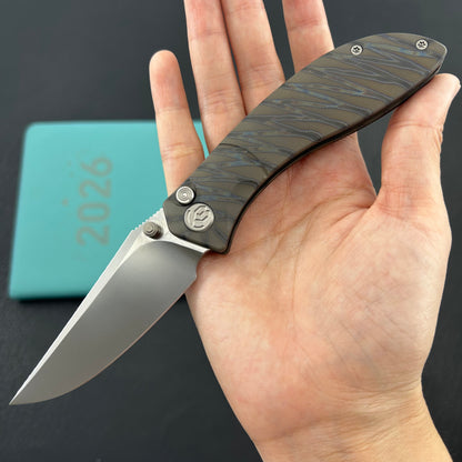 KB KNIVES KB264B Stingray Button Lock Folding Knife Gray Titanium Handle 3.07" Clip Point Bead Blasted M390 Blade