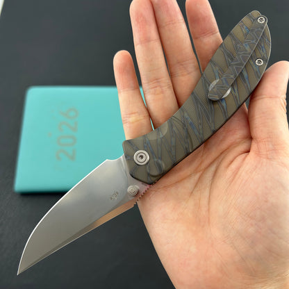 KB KNIVES KB264B Stingray Button Lock Folding Knife Gray Titanium Handle 3.07" Clip Point Bead Blasted M390 Blade