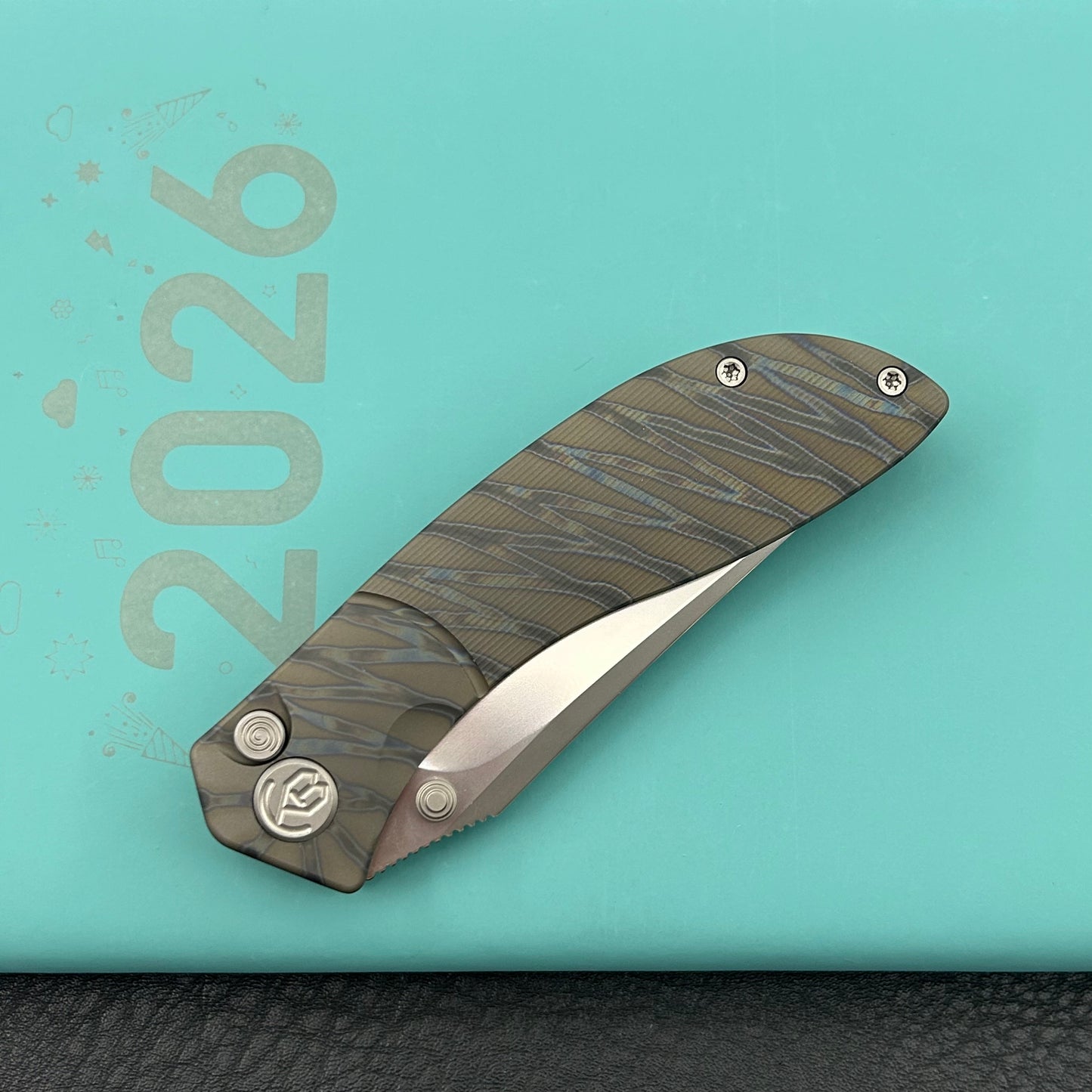 KB KNIVES KB264B Stingray Button Lock Folding Knife Gray Titanium Handle 3.07" Clip Point Bead Blasted M390 Blade