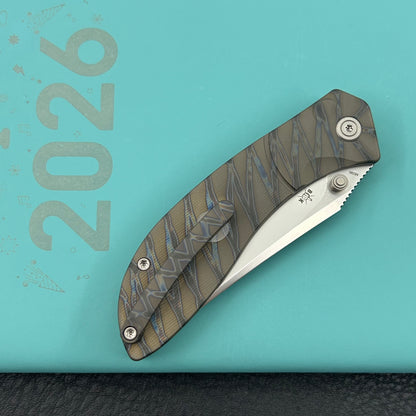 KB KNIVES KB264B Stingray Button Lock Folding Knife Gray Titanium Handle 3.07" Clip Point Bead Blasted M390 Blade
