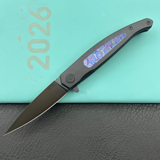 KB KNIVES KB456D Mos Folding Knife Regular DLC Micro Milling with Zircuti  inlay Handle 3.27'' DLC M390