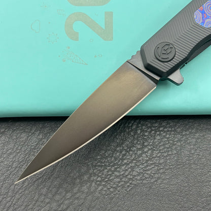 KB KNIVES KB456D Mos Folding Knife Regular DLC Micro Milling with Zircuti  inlay Handle 3.27'' DLC M390