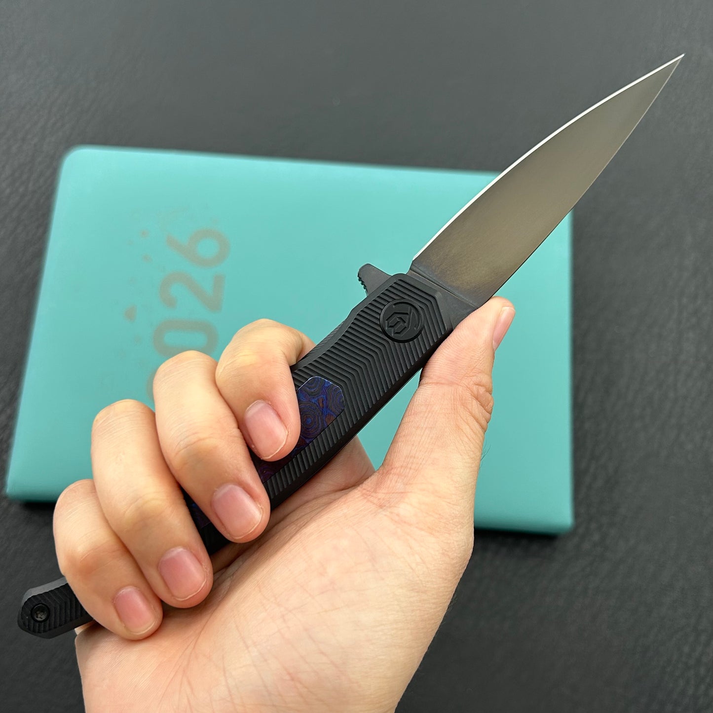 KB KNIVES KB456D Mos Folding Knife Regular DLC Micro Milling with Zircuti  inlay Handle 3.27'' DLC M390