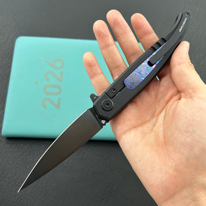 KB KNIVES KB456D Mos Folding Knife Regular DLC Micro Milling with Zircuti  inlay Handle 3.27'' DLC M390