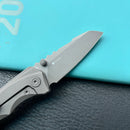 KB Knives KB390B Steeltle Folding Knife Darkblast Titanium Handle 2.36" Acid Etchand Stonewash M390 Blade