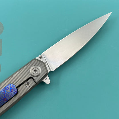 KB KNIVES KB456B Mos Folding Knife Sandblasting Titanium Micro Milling with Zircuti inlay Handle 3.27'' Silver Bead Blasting M390