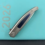 KB KNIVES KB456B Mos Folding Knife Sandblasting Titanium Micro Milling with Zircuti inlay Handle 3.27'' Silver Bead Blasting M390