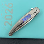 KB KNIVES KB456B Mos Folding Knife Sandblasting Titanium Micro Milling with Zircuti inlay Handle 3.27'' Silver Bead Blasting M390