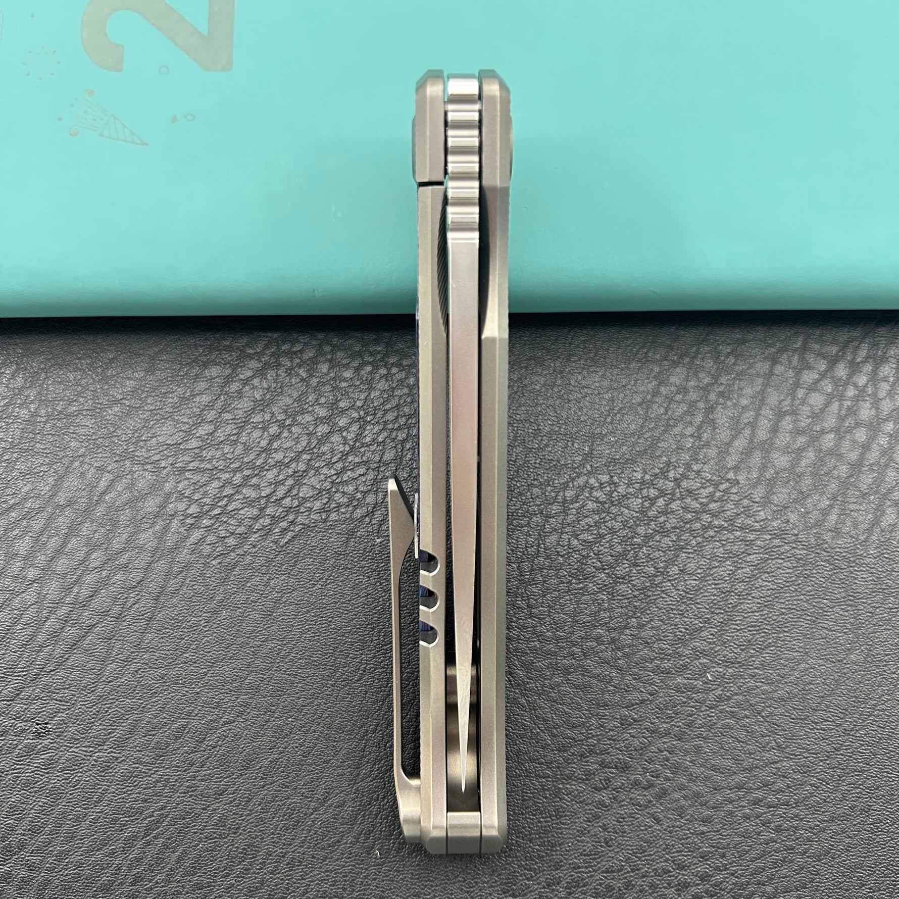 KB KNIVES KB456B Mos Folding Knife Sandblasting Titanium Micro Milling with Zircuti inlay Handle 3.27'' Silver Bead Blasting M390