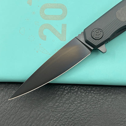 KB KNIVES KB456C Mos Folding Knife Regular DLC Micro Milling with Wave CF inlay Handle 3.27'' DLC M390
