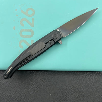KB KNIVES KB456C Mos Folding Knife Regular DLC Micro Milling with Wave CF inlay Handle 3.27'' DLC M390