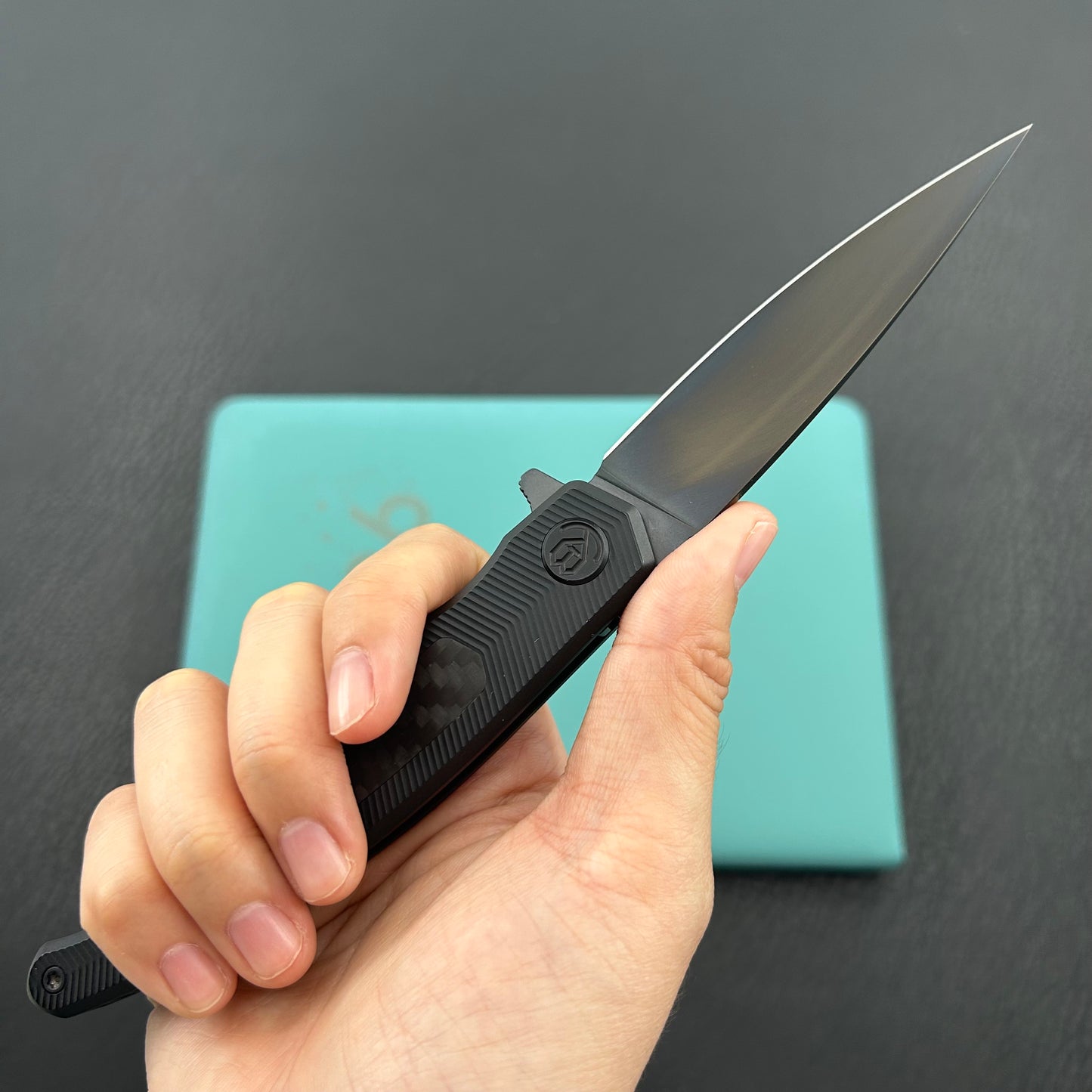 KB KNIVES KB456C Mos Folding Knife Regular DLC Micro Milling with Wave CF inlay Handle 3.27'' DLC M390
