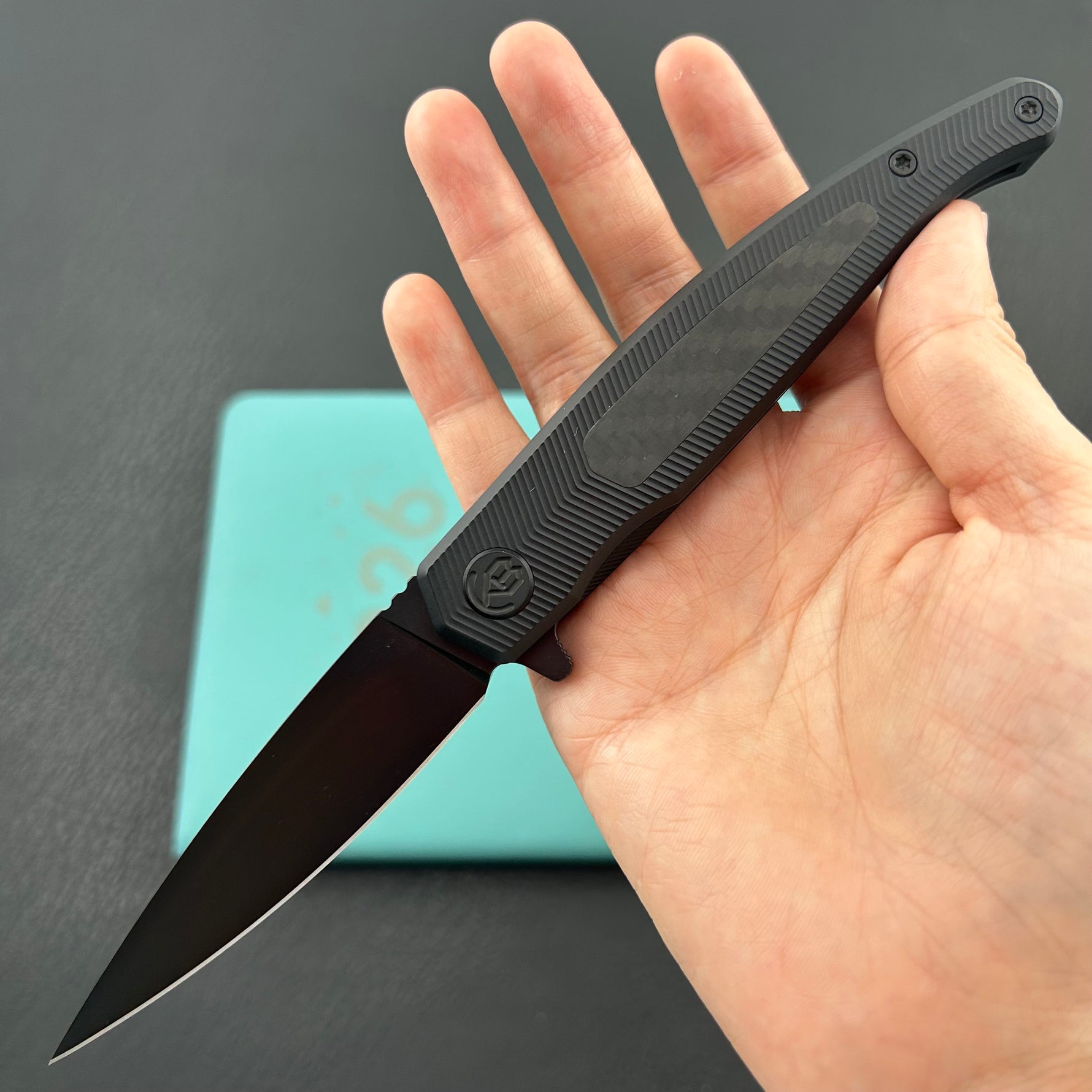 KB KNIVES KB456C Mos Folding Knife Regular DLC Micro Milling with Wave CF inlay Handle 3.27'' DLC M390