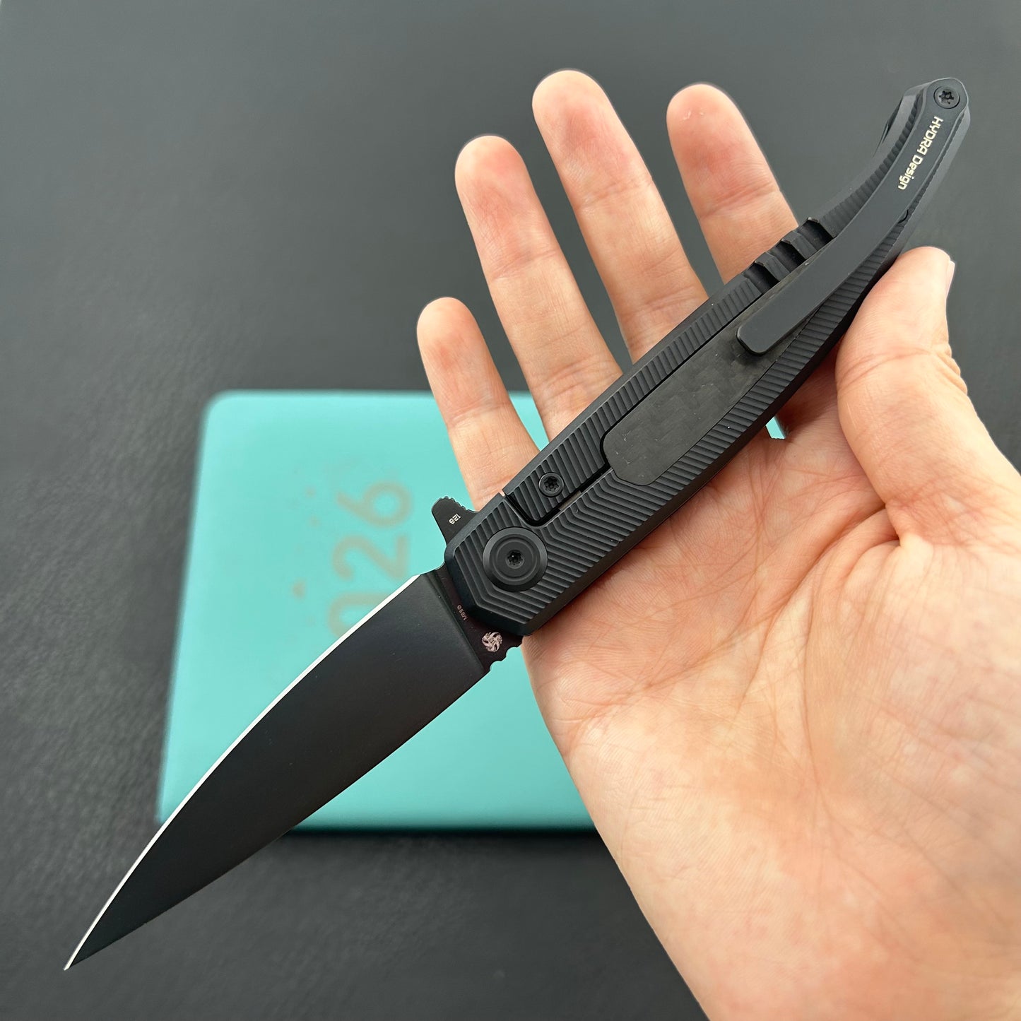 KB KNIVES KB456C Mos Folding Knife Regular DLC Micro Milling with Wave CF inlay Handle 3.27'' DLC M390