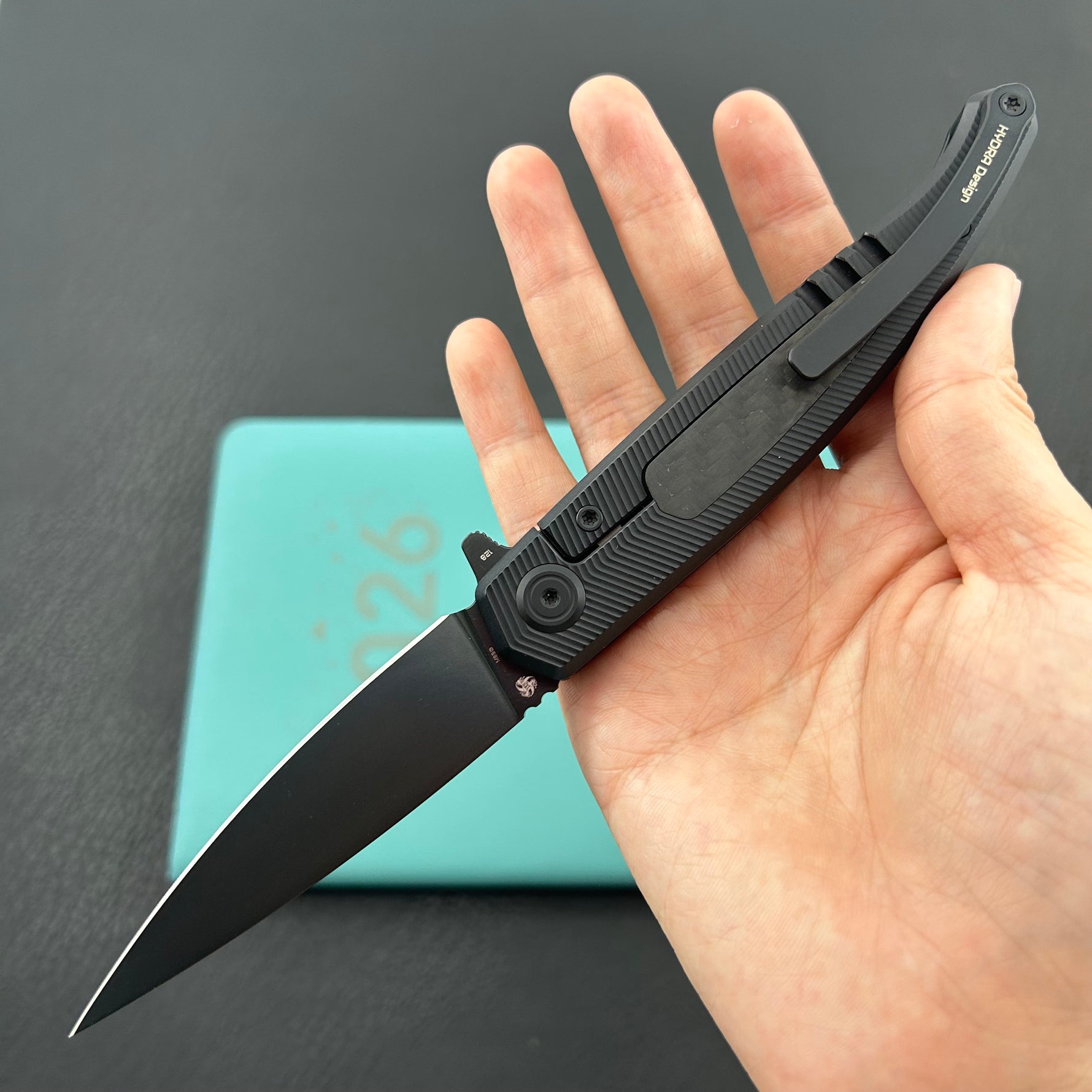 KB KNIVES KB456C Mos Folding Knife Regular DLC Micro Milling with Wave CF inlay Handle 3.27'' DLC M390