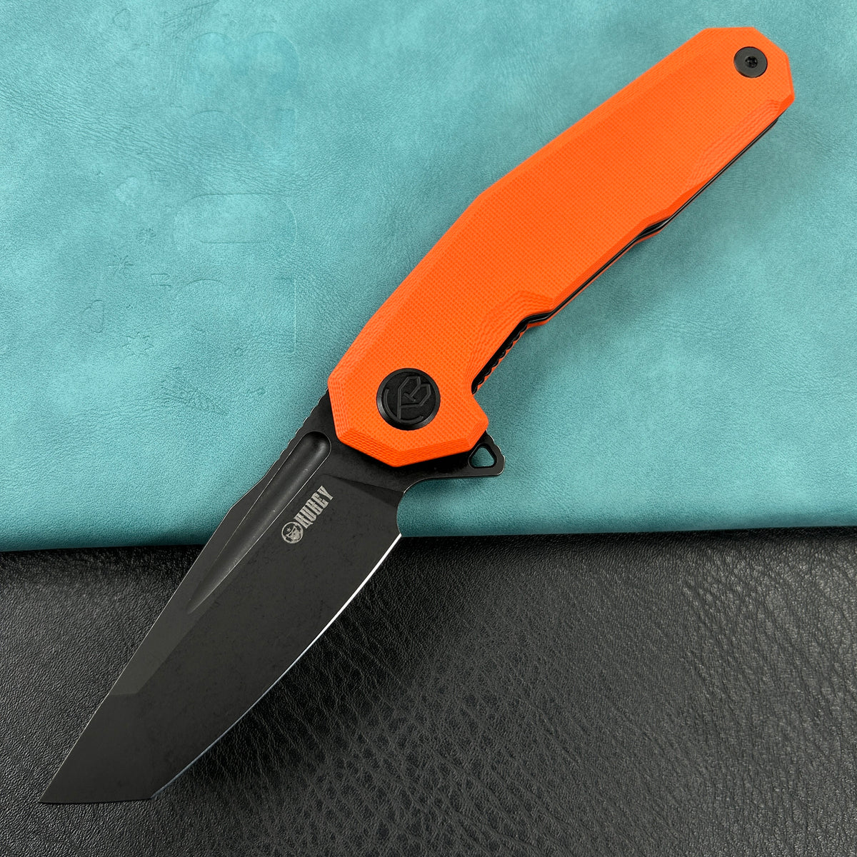 KUBEY KB237  Carve Liner Lock Tactical Folding Knife Orange  G10 Handle 3.27'' Black Stonewashe AUS-10