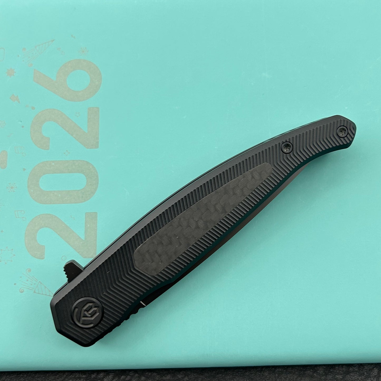 KB KNIVES KB456C Mos Folding Knife Regular DLC Micro Milling with Wave CF inlay Handle 3.27'' DLC M390