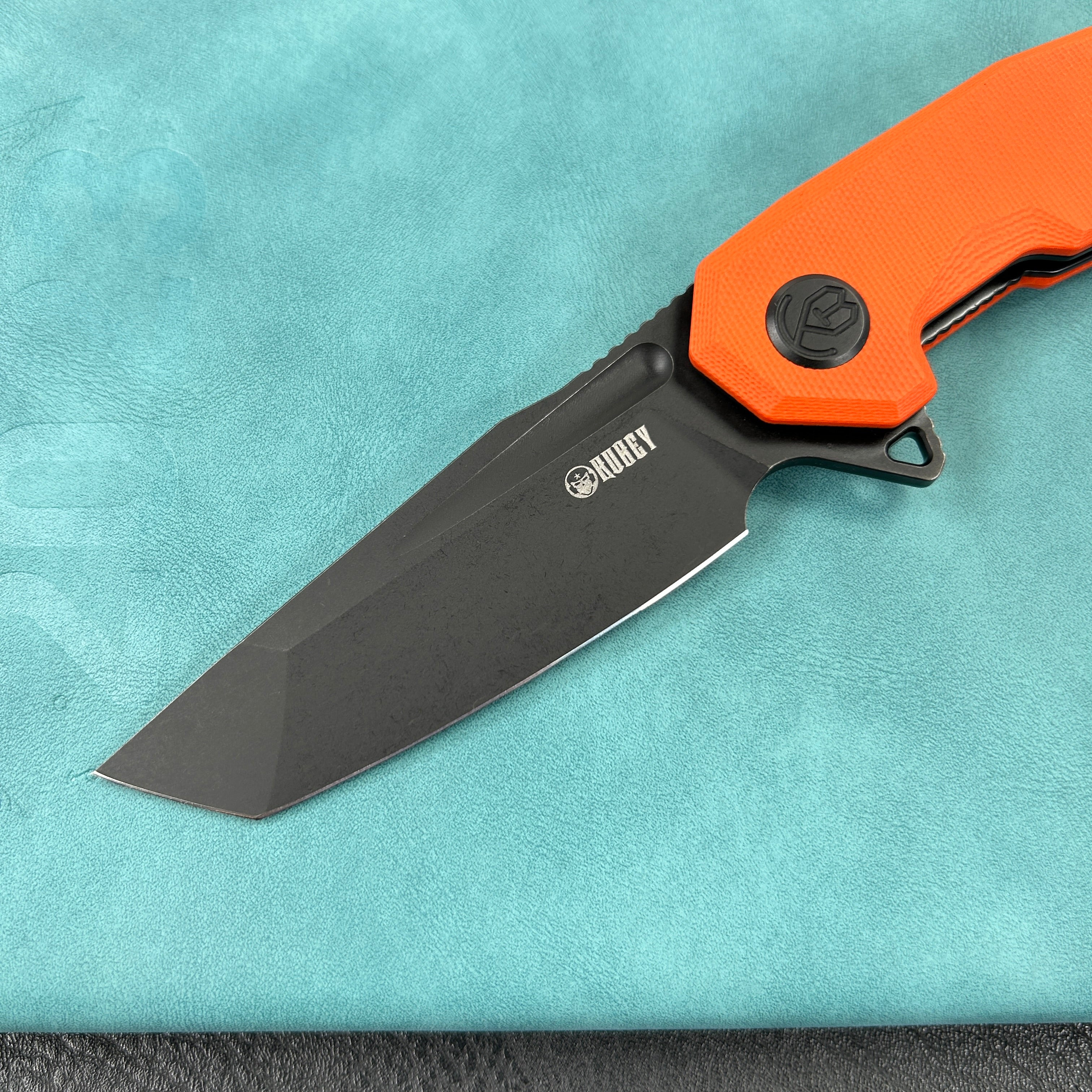 KUBEY KB237  Carve Liner Lock Tactical Folding Knife Orange  G10 Handle 3.27'' Black Stonewashe AUS-10