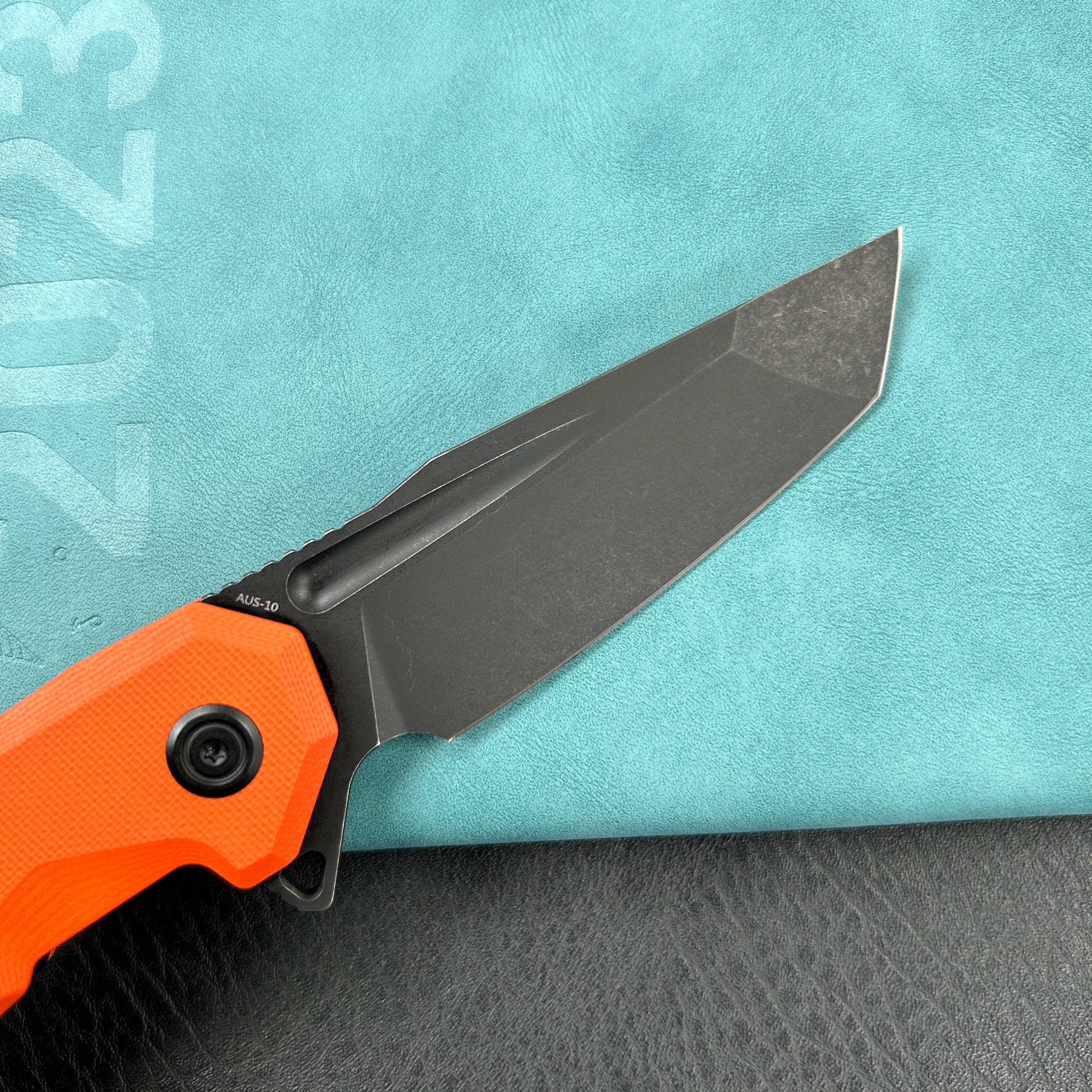 KUBEY KB237  Carve Liner Lock Tactical Folding Knife Orange  G10 Handle 3.27'' Black Stonewashe AUS-10