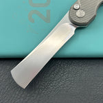 KB KNIVES KB380A Ikul Button Lock Folding Knife Gray Titanium Micro Milling 3.34'' Razor Bead Blasted M390 Blade