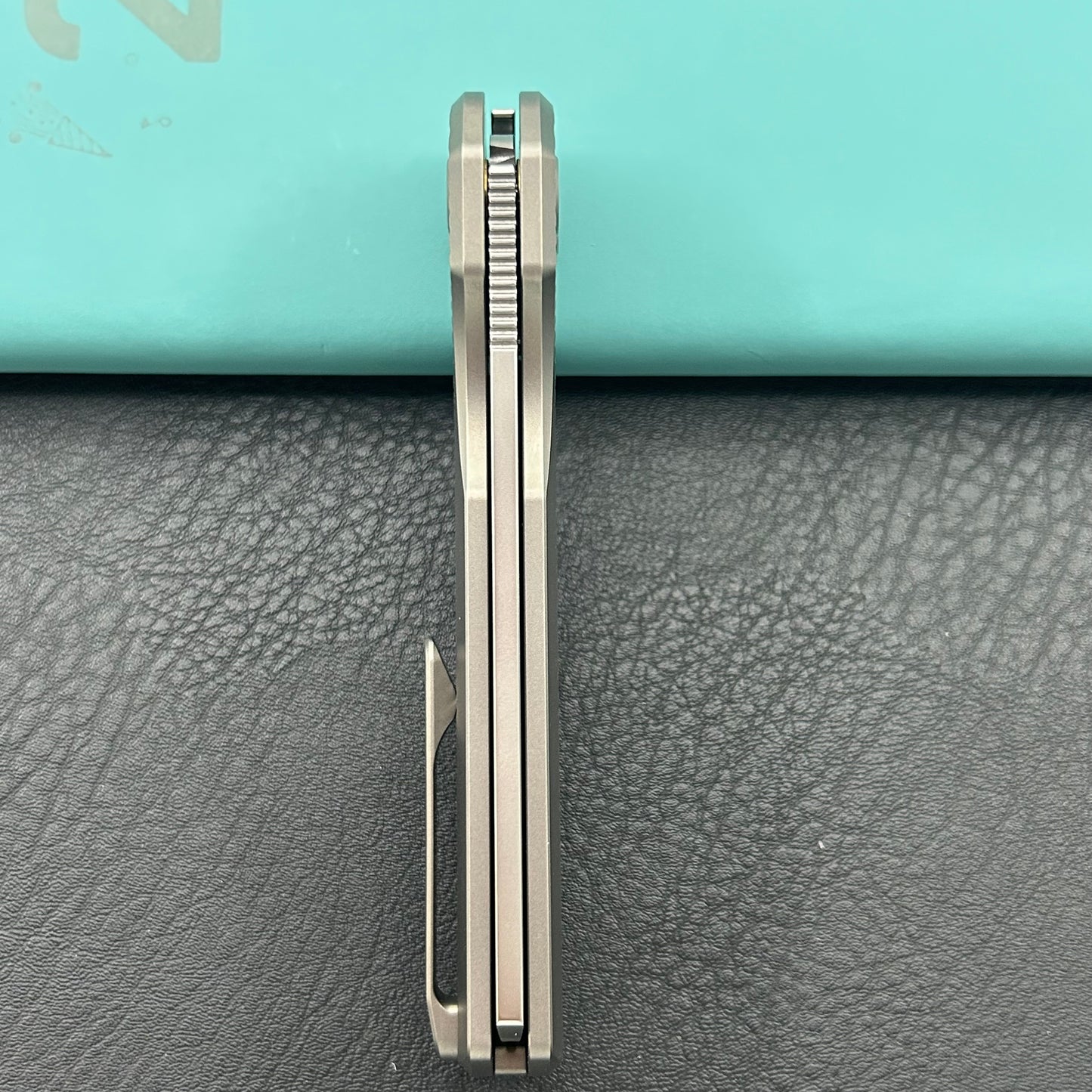 KB KNIVES KB380A Ikul Button Lock Folding Knife Gray Titanium Micro Milling 3.34'' Razor Bead Blasted M390 Blade