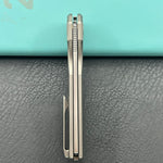 KB KNIVES KB380A Ikul Button Lock Folding Knife Gray Titanium Micro Milling 3.34'' Razor Bead Blasted M390 Blade
