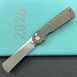 KB KNIVES KB380B Ikul Button Lock Folding Knife Gray Titanium Micro Milling 3.34'' Razor Bead Blasted M390 Blade