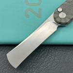 KB KNIVES KB380B Ikul Button Lock Folding Knife Gray Titanium Micro Milling 3.34'' Razor Bead Blasted M390 Blade