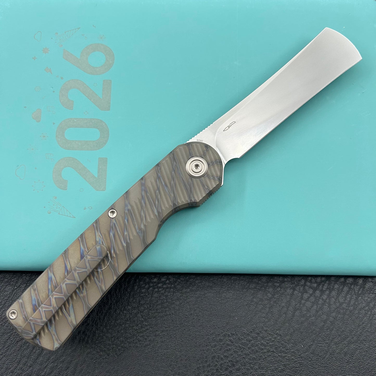 KB KNIVES KB380B Ikul Button Lock Folding Knife Gray Titanium Micro Milling 3.34'' Razor Bead Blasted M390 Blade