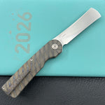 KB KNIVES KB380B Ikul Button Lock Folding Knife Gray Titanium Micro Milling 3.34'' Razor Bead Blasted M390 Blade