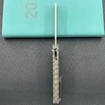 KB KNIVES KB380B Ikul Button Lock Folding Knife Gray Titanium Micro Milling 3.34'' Razor Bead Blasted M390 Blade