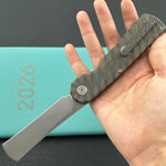 KB KNIVES KB380B Ikul Button Lock Folding Knife Gray Titanium Micro Milling 3.34'' Razor Bead Blasted M390 Blade
