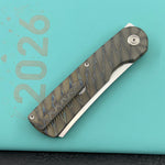KB KNIVES KB380B Ikul Button Lock Folding Knife Gray Titanium Micro Milling 3.34'' Razor Bead Blasted M390 Blade