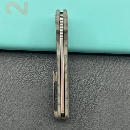 KB KNIVES KB380B Ikul Button Lock Folding Knife Gray Titanium Micro Milling 3.34'' Razor Bead Blasted M390 Blade