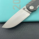 KB KNIVES KB431B Zephyr Folding Pocket Knife Flamed Titanium with Wave CF Inlay 4.65" Silver Beadblast M390