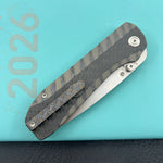 KB KNIVES KB431B Zephyr Folding Pocket Knife Flamed Titanium with Wave CF Inlay 4.65" Silver Beadblast M390