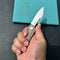 KUBEY KU321Q Royal CM Designs EDC Pocket Knife Front Flipper Tan G10 Handle 2.99" Stonewash 14C28N