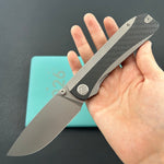 KB KNIVES KB431A  Zephyr Folding Pocket Knife Gray Titanium with Wave CF Inlay 4.65" Silver Beadblast M390