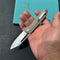 KUBEY KU321Q Royal CM Designs EDC Pocket Knife Front Flipper Tan G10 Handle 2.99" Stonewash 14C28N