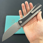 KB KNIVES KB431A  Zephyr Folding Pocket Knife Gray Titanium with Wave CF Inlay 4.65" Silver Beadblast M390