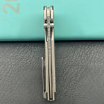 KB KNIVES KB431A  Zephyr Folding Pocket Knife Gray Titanium with Wave CF Inlay 4.65" Silver Beadblast M390