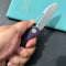 KUBEY KU321U Royal CM Designs EDC Pocket Knife Front Flipper Purple G10 Handle 2.99" Stonewash 14C28N