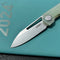 KUBEY KU321R Royal CM Designs EDC Pocket Knife Front Flipper Jade G10 Handle 2.99" Stonewash 14C28N