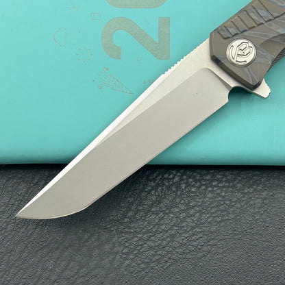 KB KNIVES  KB429B Pyramid Folding Knife Flame Titanium Handle 3.54'' Beadblast M390 Blade