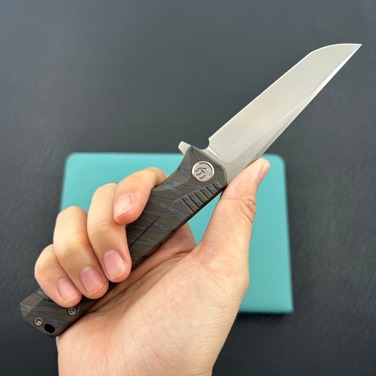 KB KNIVES  KB429B Pyramid Folding Knife Flame Titanium Handle 3.54'' Beadblast M390 Blade